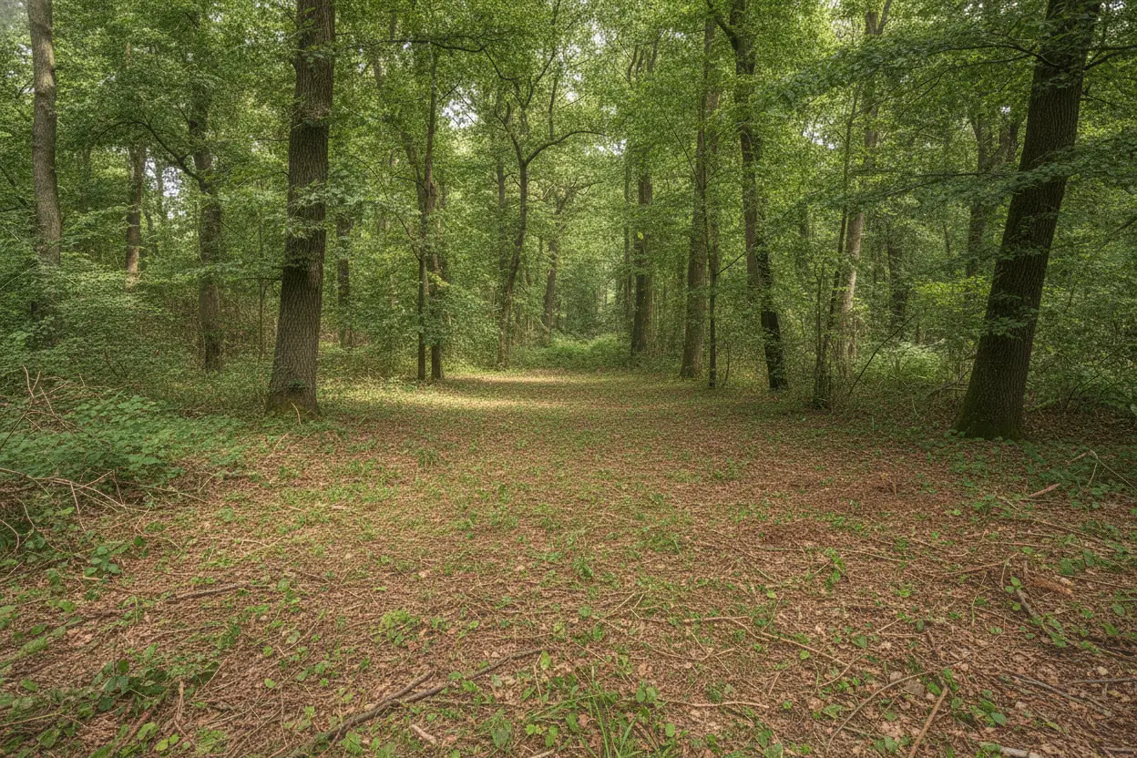 Sous-bois éclairci et praticable après débroussaillage à Maulévrier