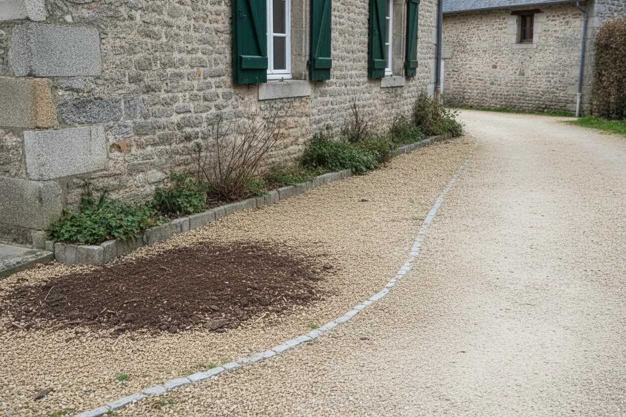 Allée dégagée et trou rebouché après rognage de la souche à Mortagne-sur-Sèvre
