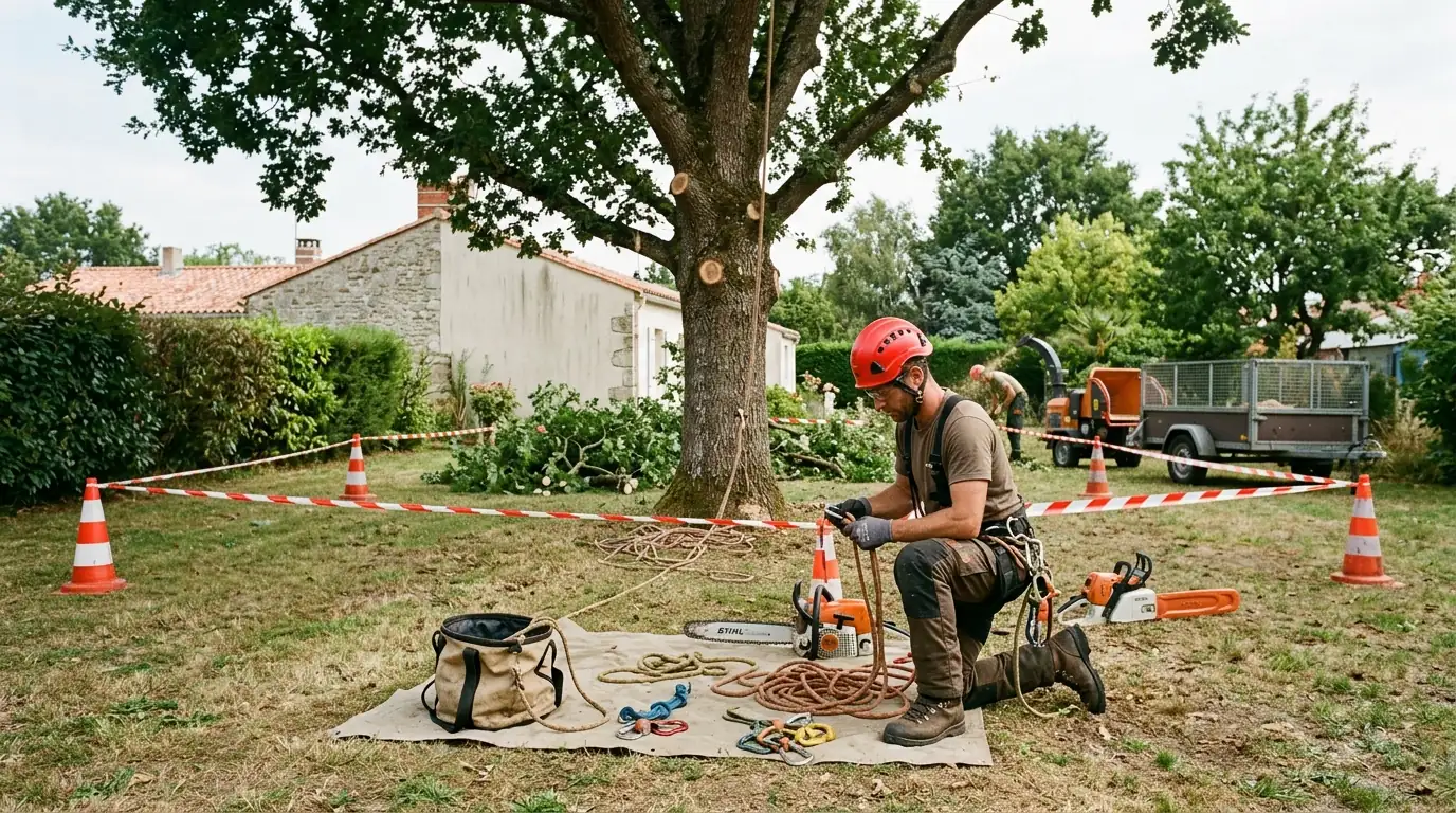 Élagage et abattage d'arbres à Cholet : arboriste grimpeur